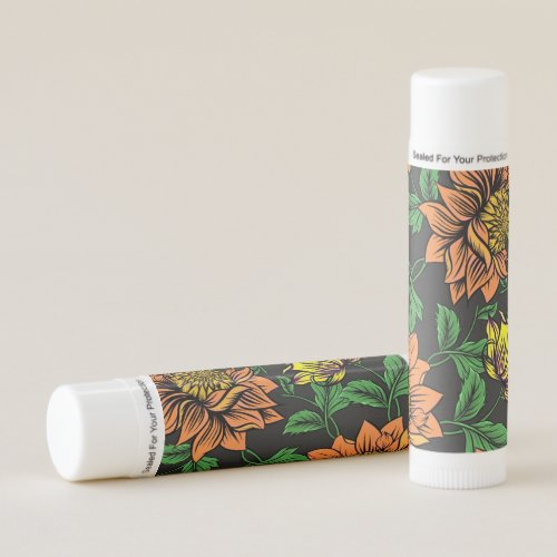 Bright Flowers Pop from Black Background Lip Balm