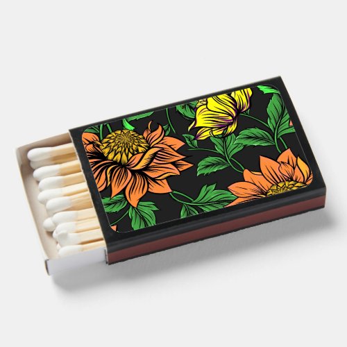 Bright Flowers Pop from Black Background Matchboxes