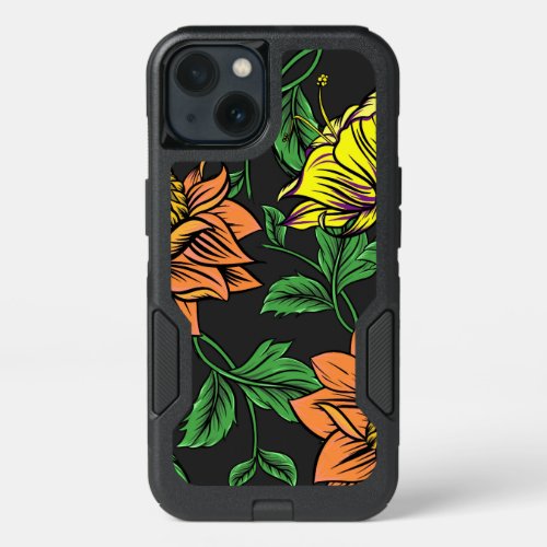 Bright Flowers Pop from Black Background iPhone 13 Case
