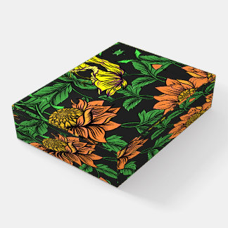 Bright Flowers Pop from Black Background Paperweight