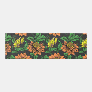 Bright Flowers Pop from Black Background Runner