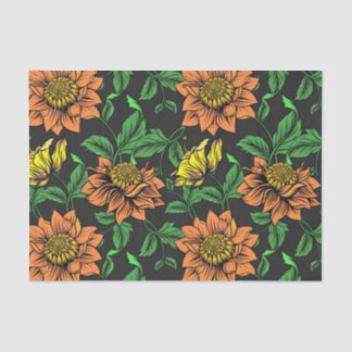 Bright Flowers Pop from Black Background Tissue Paper