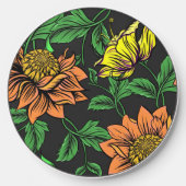 Bright Flowers Pop from Black Background Wireless Charger (Front)
