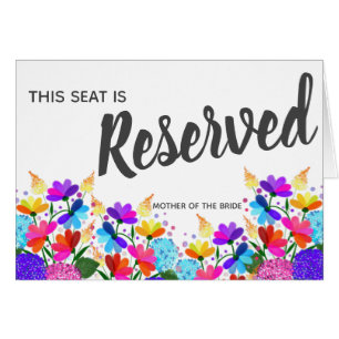 Bright Flowers Reserved Seat Wedding Sign Cards
