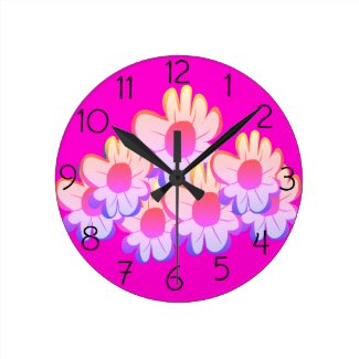 Bright Flowers Round Clock