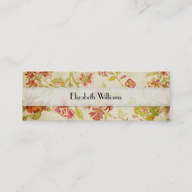 Bright Flowers Vintage Style Mini Business Card (Front)