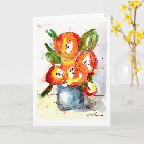 Bright Flowers Watercolor Greeting Card