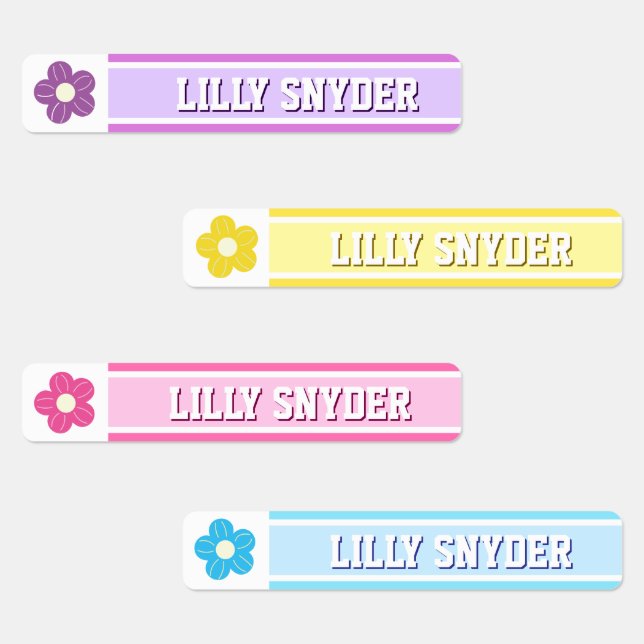 Bright Flowers Waterproof Labels for the girl (Group)