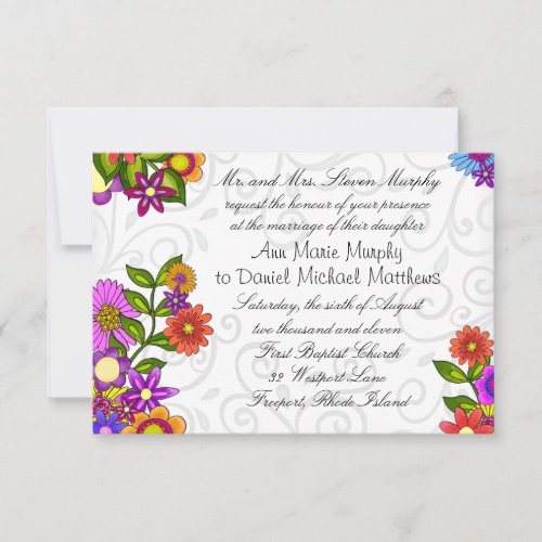 Bright Flowers Wedding Invitation