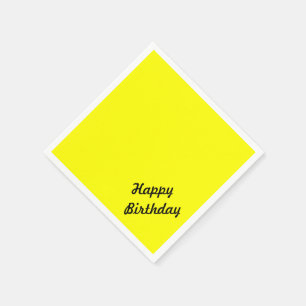 Bright Fluorescent Neon Yellow Custom Text Napkins