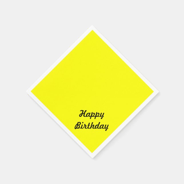 Bright Fluorescent Neon Yellow Custom Text Napkins (Corner)