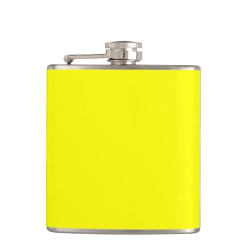 Bright Fluorescent Yellow Neon Hip Flask