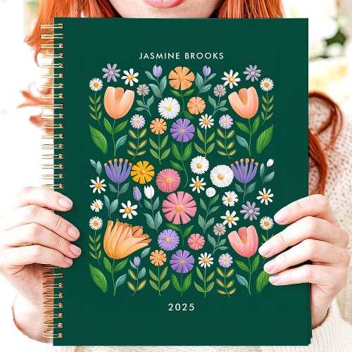 Bright Folk Art Floral Custom Name Planner