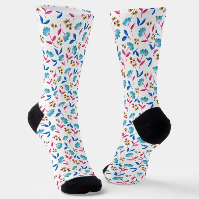 Bright Folk Art Floral Socks (Angled)