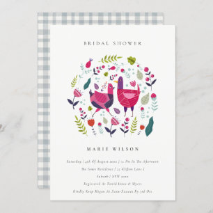 Bright Folk Farm Floral Birds Bridal Shower Invite