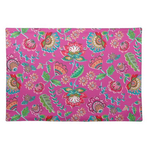  bright folk flower pink floral pattern wedding  cloth placemat