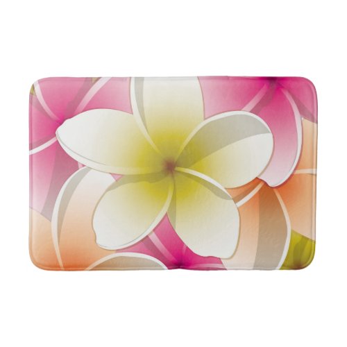 Bright Frangipani Plumeria flowers Bath Mat