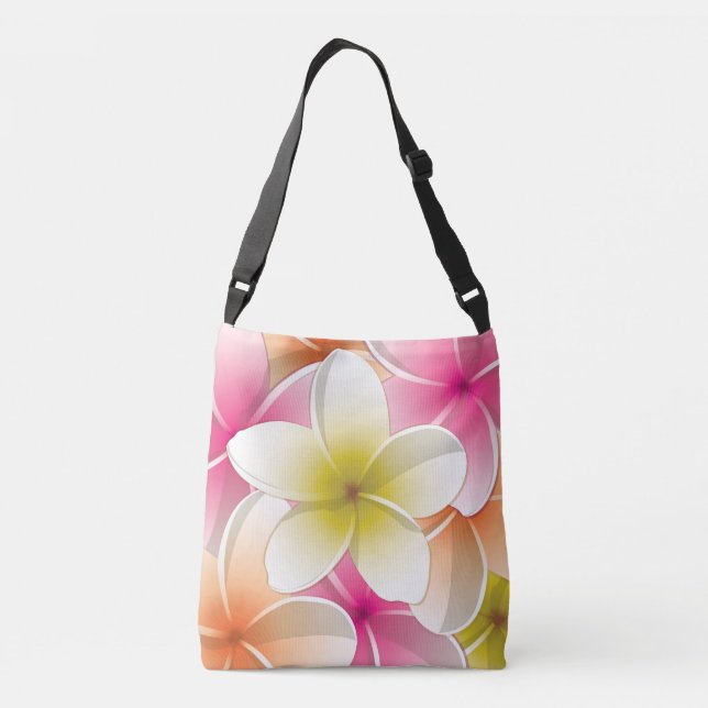 Bright Frangipani/ Plumeria flowers Crossbody Bag (Back)