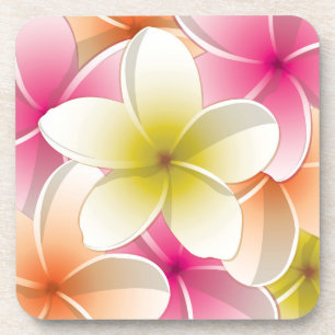 Bright Frangipani/ Plumeria flowers Drink Coaster
