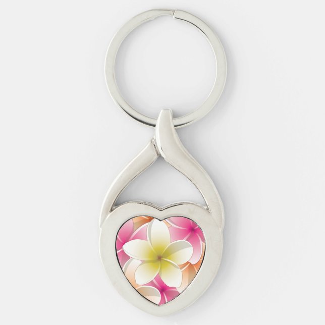 Bright Frangipani/ Plumeria flowers Keychain (Front)