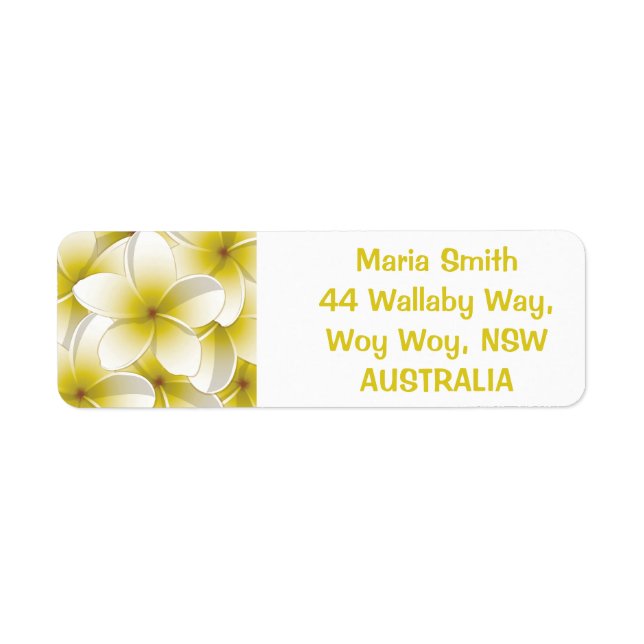 Bright Frangipani/ Plumeria flowers Label (Front)