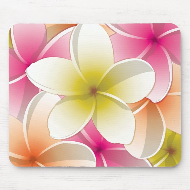 Bright Frangipani/ Plumeria flowers Mouse Pad (Front)