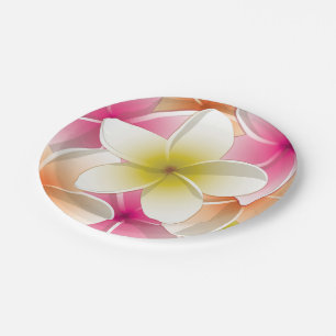 Bright Frangipani/ Plumeria flowers Paper Plates