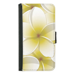 Bright Frangipani/ Plumeria flowers Wallet Phone Case For Samsung Galaxy S5