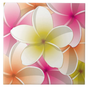 Bright Frangipani/ Plumeria flowers Tile