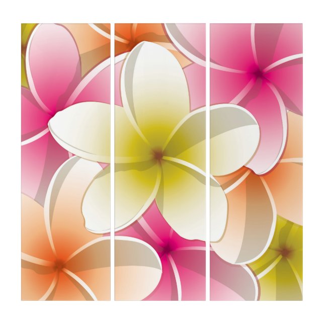 Bright Frangipani/ Plumeria flowers Triptych (Front)