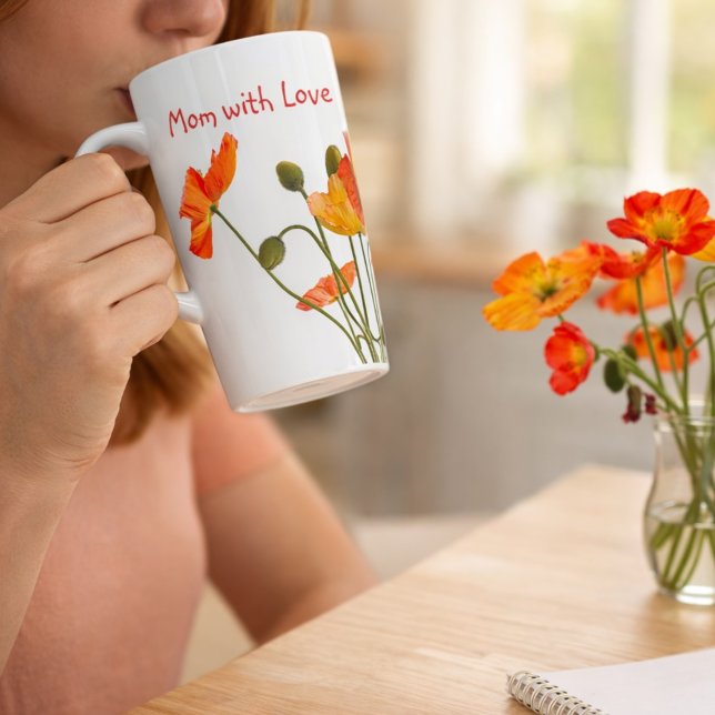 Bright Fresh Poppy Photo Mom with Love Gift  Latte Mug (Creator Uploaded)