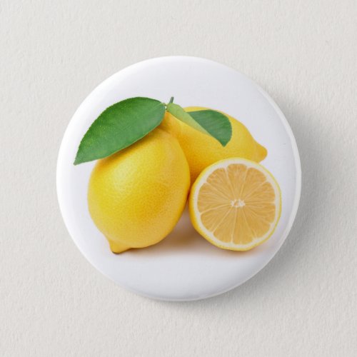 Bright  Fresh Yellow Lemons Button