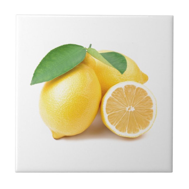 Bright & Fresh Yellow Lemons Ceramic Tile (Front)