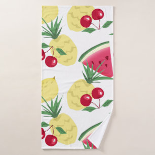 Bright fruits and berries on white. bath towel