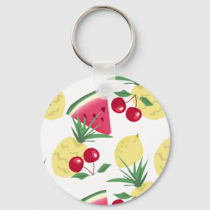 Bright fruits and berries on white. keychain