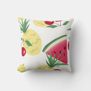 Bright fruits and berries on white. throw pillow