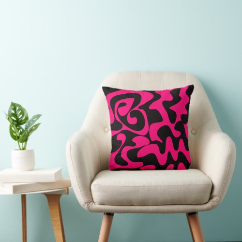 Bright Fuchsia Neon Hot Pink And Black Decorative Throw Pillow