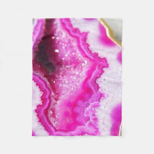 Bright Fuchsia Pink Crystal Cluster Fleece Blanket