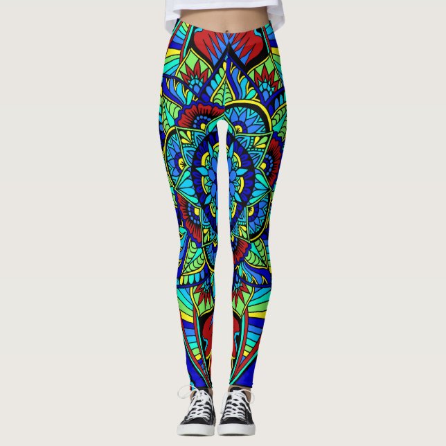 Bright Full Mandala Design Leggings (Front)