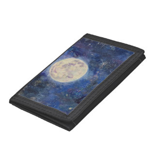 Bright Full Moon Night Sky Maureen Girard Tri-fold Wallet