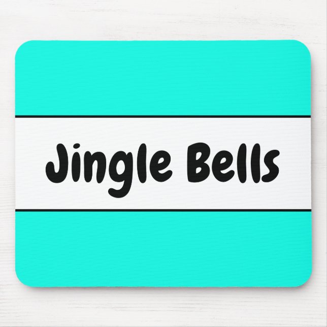 Bright Fun Aqua White Holiday Jingle Bells Stripes Mouse Pad (Front)