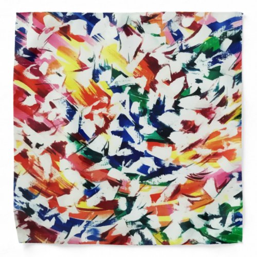 Bright Fun Artistic Blue Red Yellow Abstract Paint Bandana