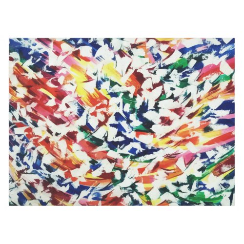 Bright Fun Artistic Blue Red Yellow Abstract Paint Tablecloth