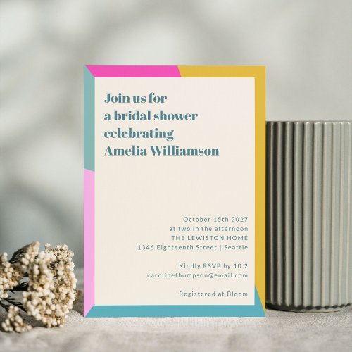 Bright Fun Colorful Geometric Unique Bridal Shower Invitation