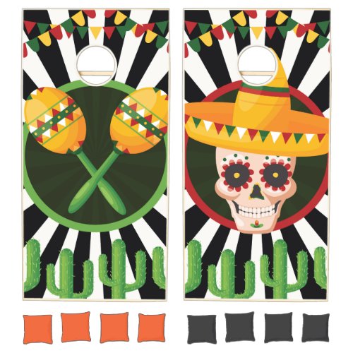  Bright Fun Day of the Dead Halloween Party Cornhole Set