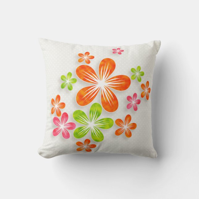 Bright Fun Flowers (2) Throw Pillow (Front)