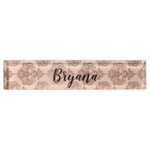 Bright Fun Pink Tropical Summer Palm Leaves Desk Name Plate