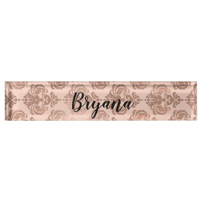 Bright Fun Pink Tropical Summer Palm Leaves Desk Name Plate (Front)