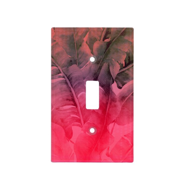 Bright Fun Pink Tropical Summer Palm Leaves Light Switch Cover (Front)