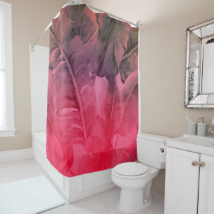 Bright Fun Pink Tropical Summer Palm Leaves Shower Curtain
